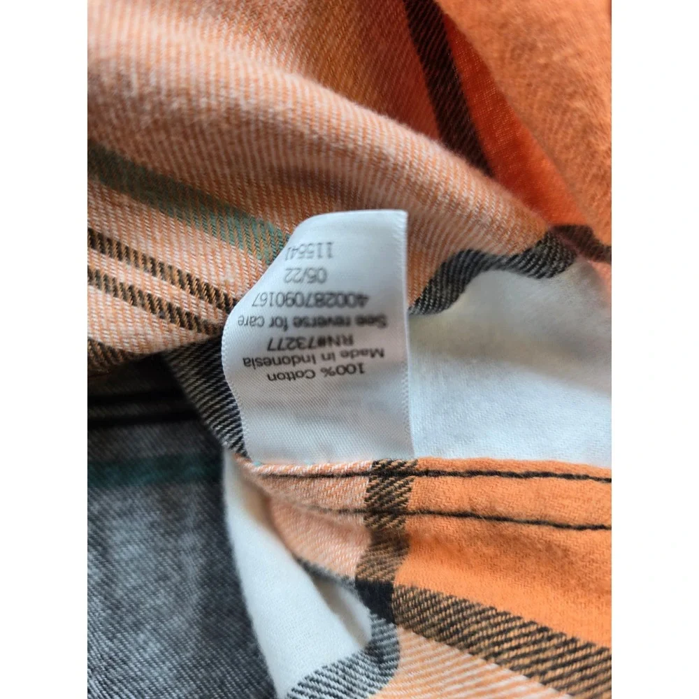 Sonoma Flannel Shirt Mens Medium Orange Brown Cotton Plaid The Supersoft Flannel